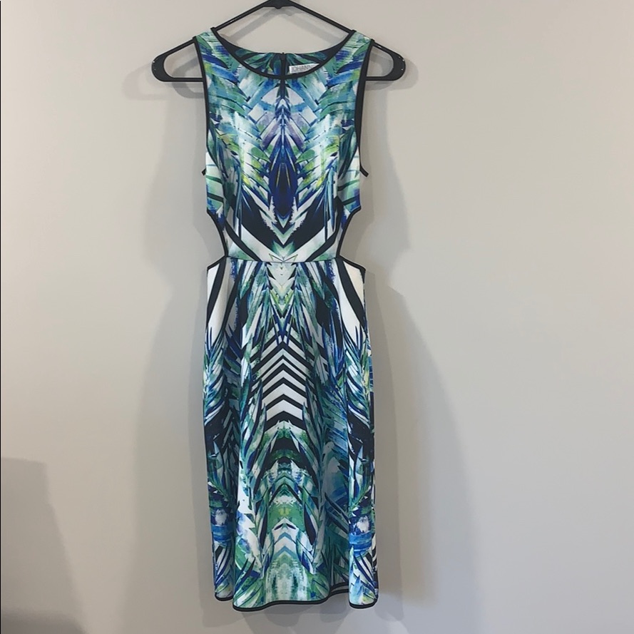 Tropical Geometric Printed Dress